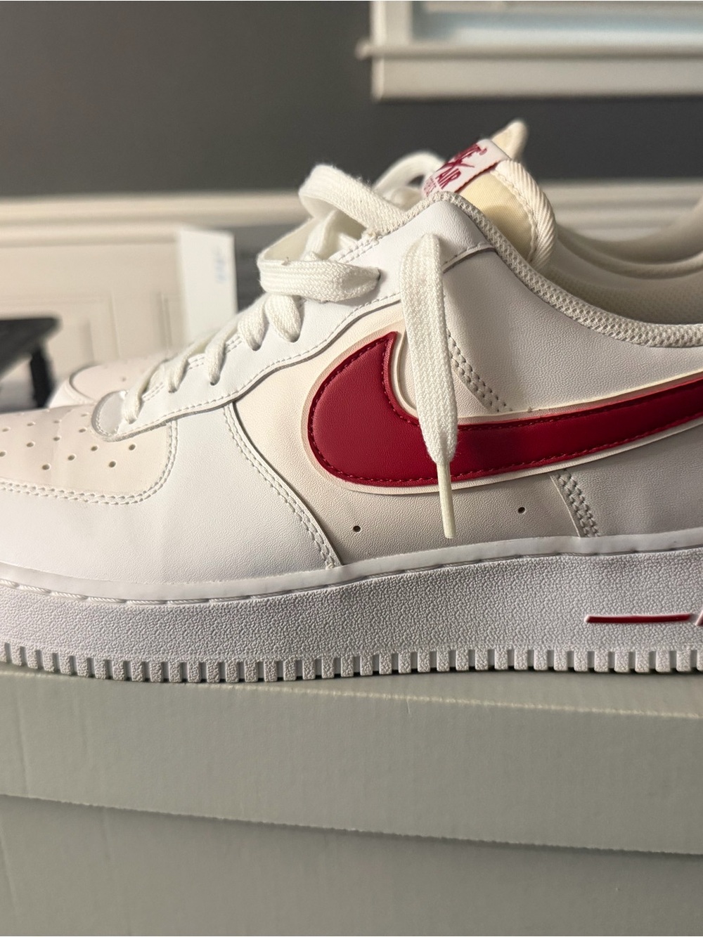 Nike White Sneakers with Red Swoosh Accent - Picture 2 of 7